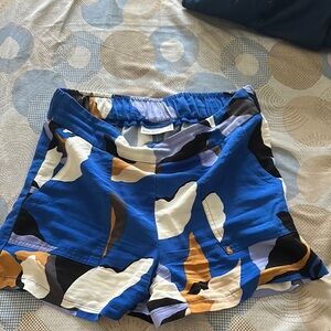 Blue and White Patterned Women Shorts